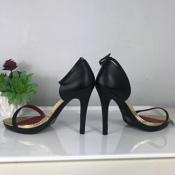 NWOB Shoes of Prey Stiletto Platform Heel Open Toe Ankle Strap Leather Black 10 - Picture 6 of 14